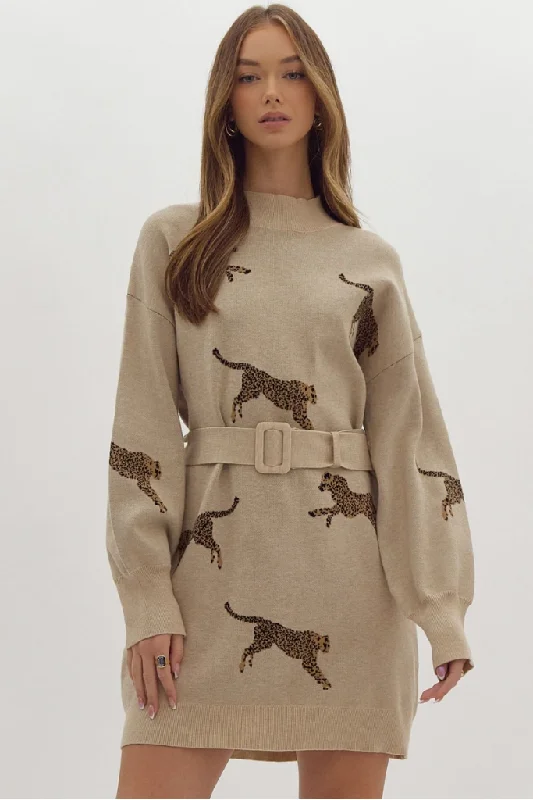 Adrienne Cheetah Sweater Dress