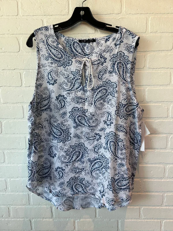 Blue & White Top Sleeveless Larry Levine, Size Xl