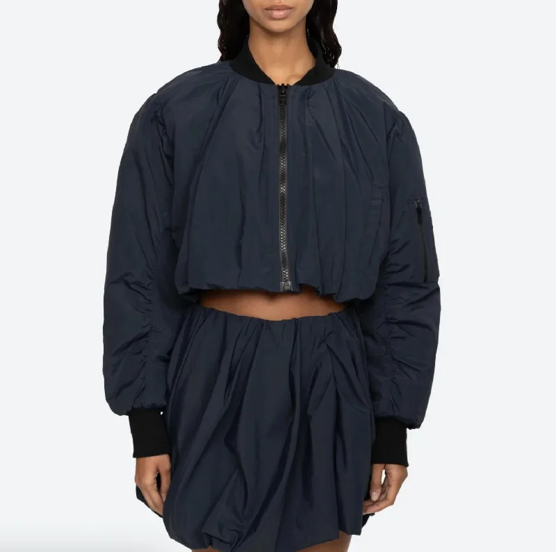 Evelyn Bomber Jacket In Navy