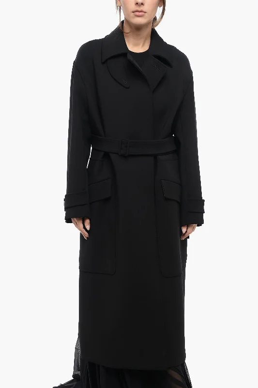 Max Mara Atelier Double-Breasted Wool Blend Coat With Belt