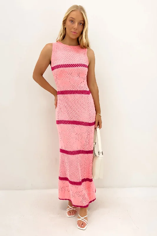 Cynthia Crochet Maxi Dress Pink