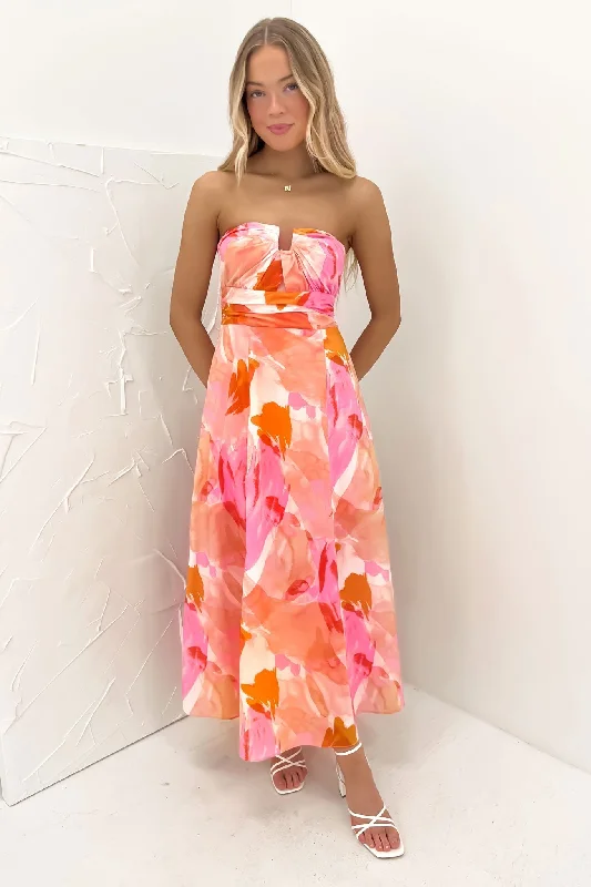 Enya Maxi Dress Pink Watercolour